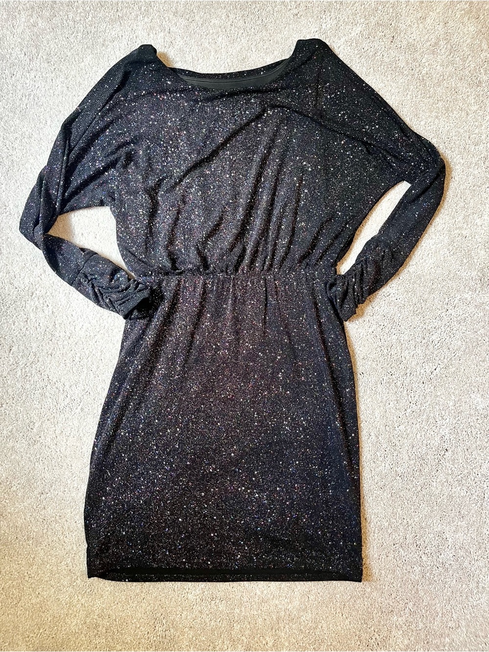 Jessica Howard Black Glitter Long-Sleeve Dress
